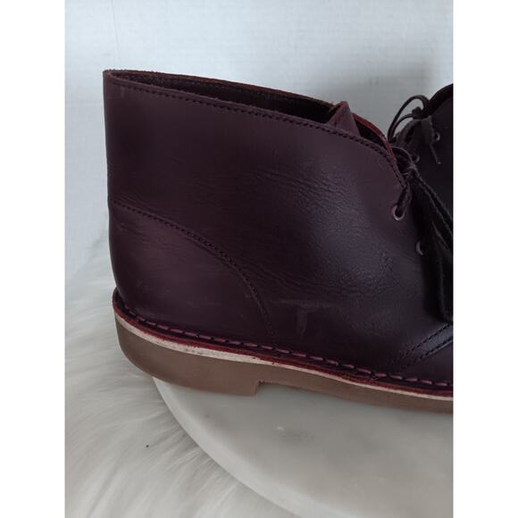 Clarks Bushacre Men\'s Size 10 Desert Boots Leather Burgundy 15522